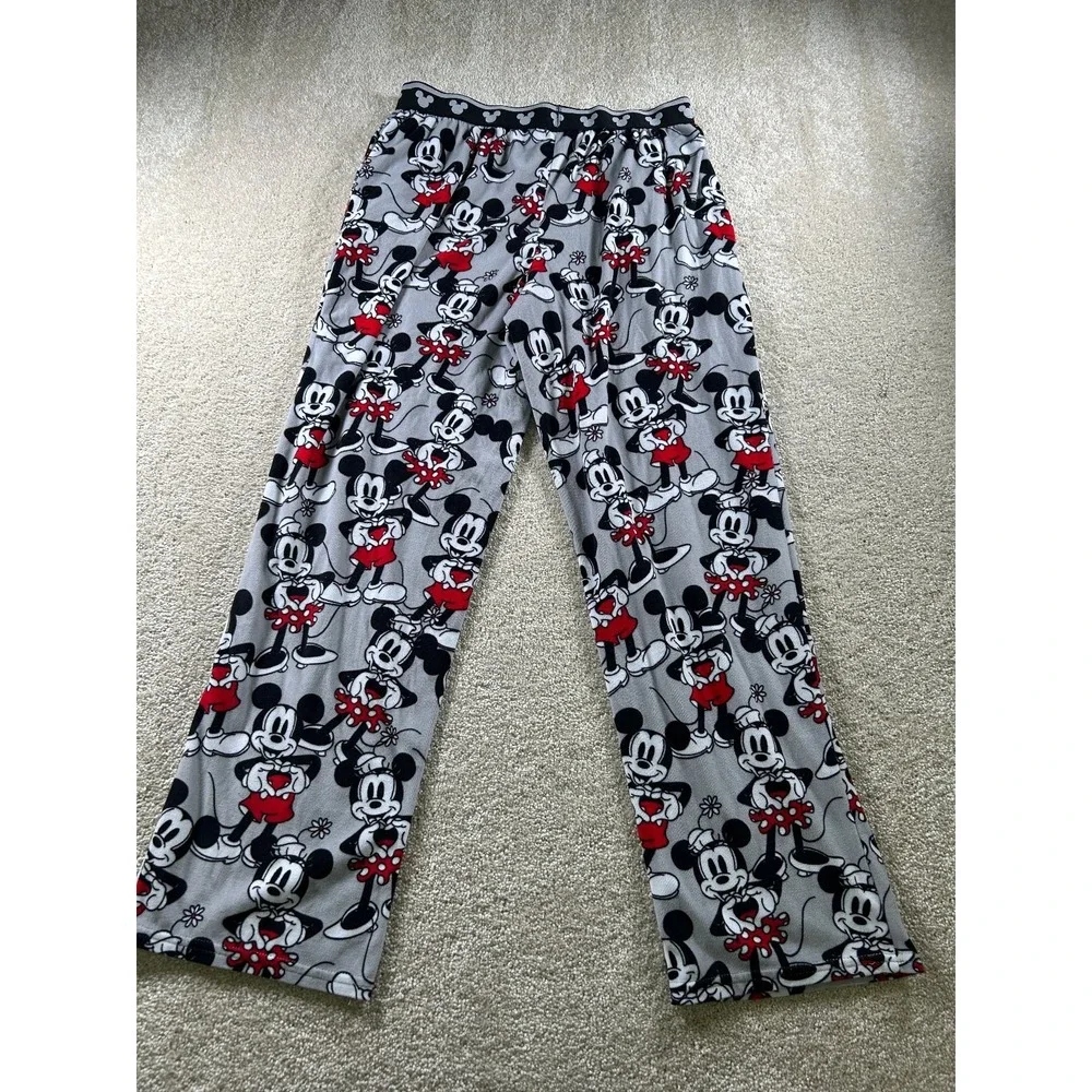 Disney Mickey‎ Mouse Women's Sleepwear Pants Medium Gray Red Polyester